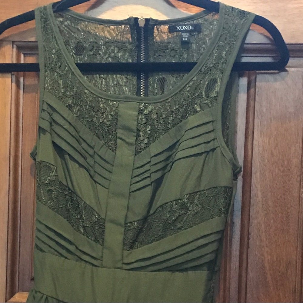XOXO olive green romper, Sz 1/2 - Picture 3 of 3